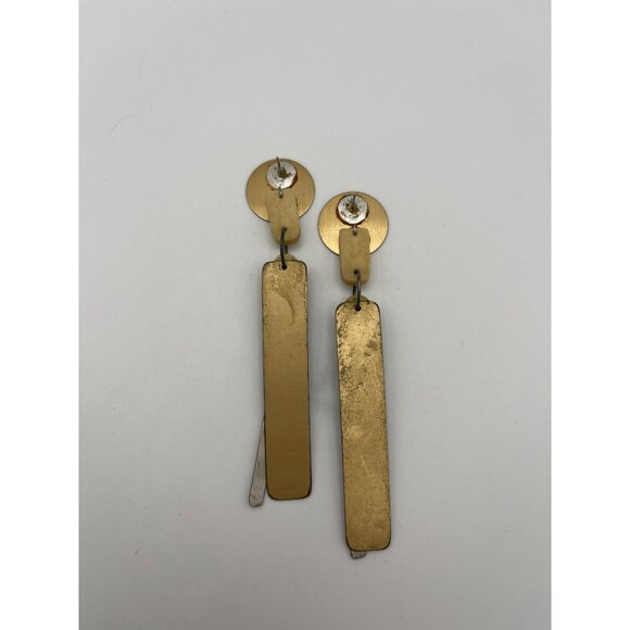 Pierced Post Dangle Earrings  Abstract Circle Rectangles - Picture 4 of 7